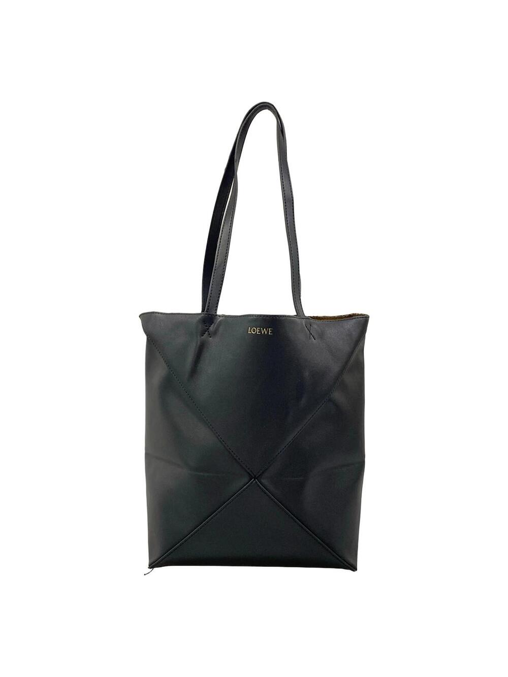 Loewe Puzzle Fold Black Shiny Calf Tote #363355L10B